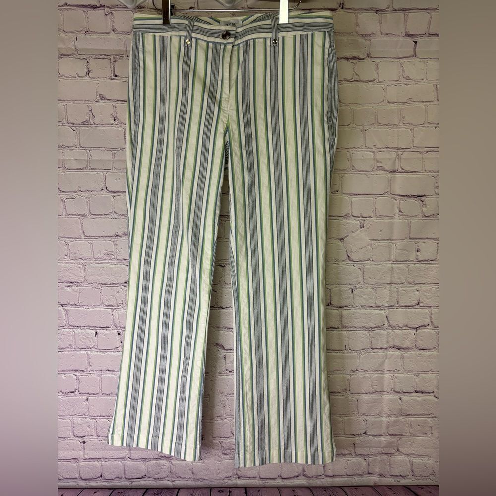 Per Se Crop Low Waist 70s Cotton Linen Blend Striped Giselle Jeans Size 8